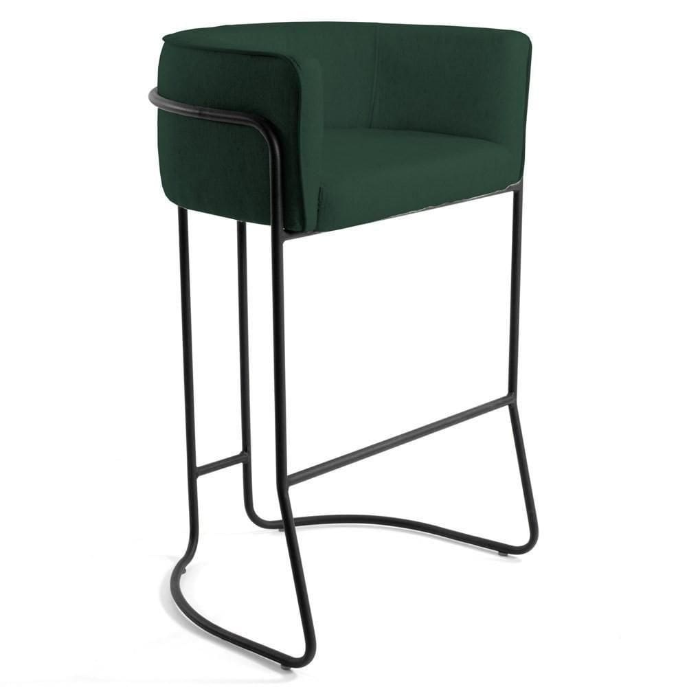 Banqueta Base Aço Preto Betina C-117 Linho Verde - Domi