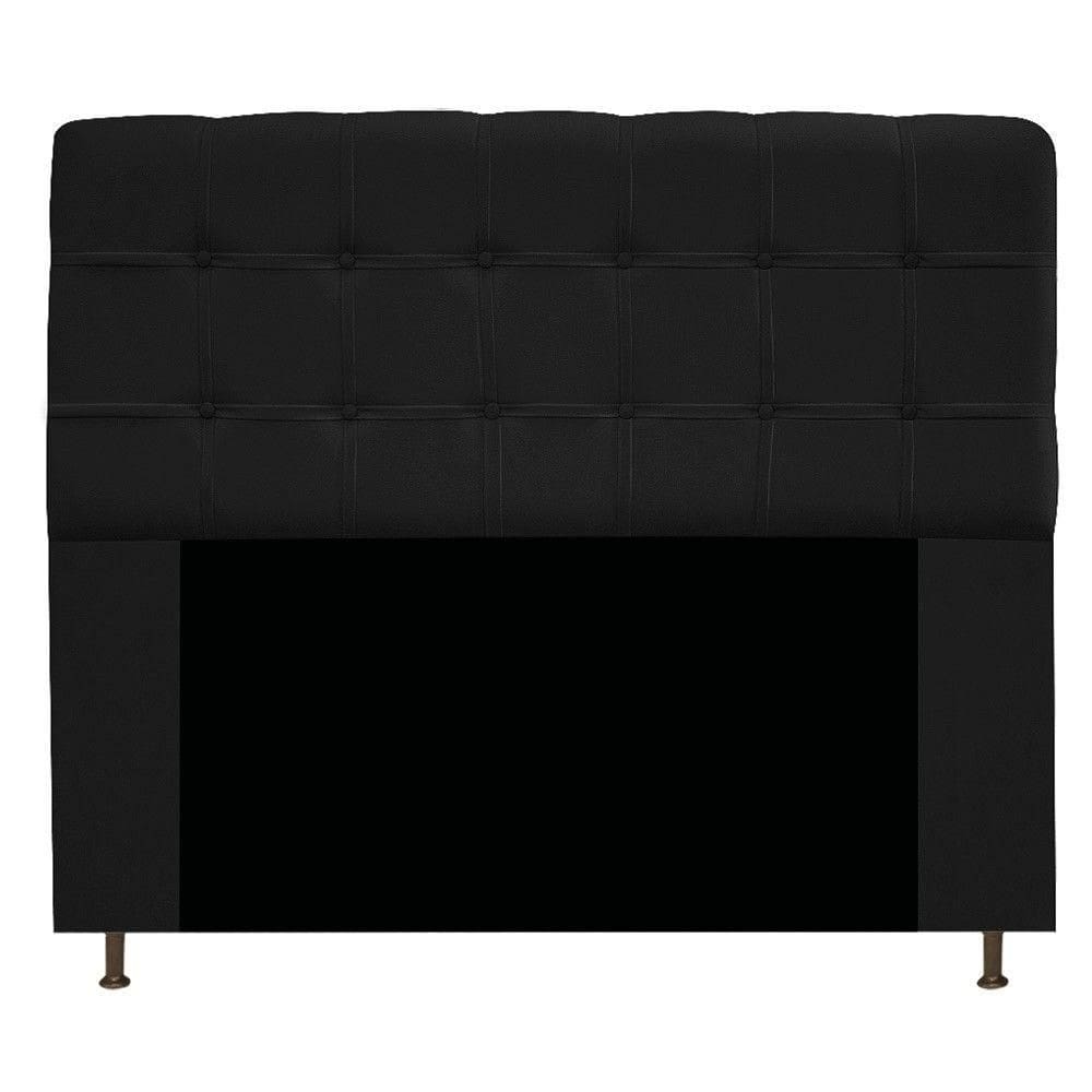 Cabeceira Mel 140 Cm Casal Com Botonê Suede Preto