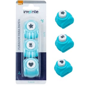 Mini Furador de Papel 10mm c/ 3 Peças Ideal Para Papéis de Até 120g/m² - BRW