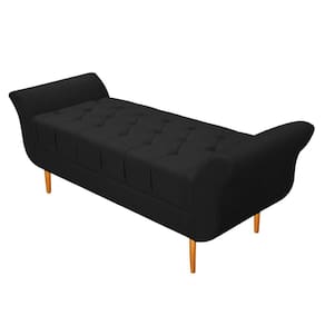 Recamier Estofado Ari 160cm Queen Size Suede Preto