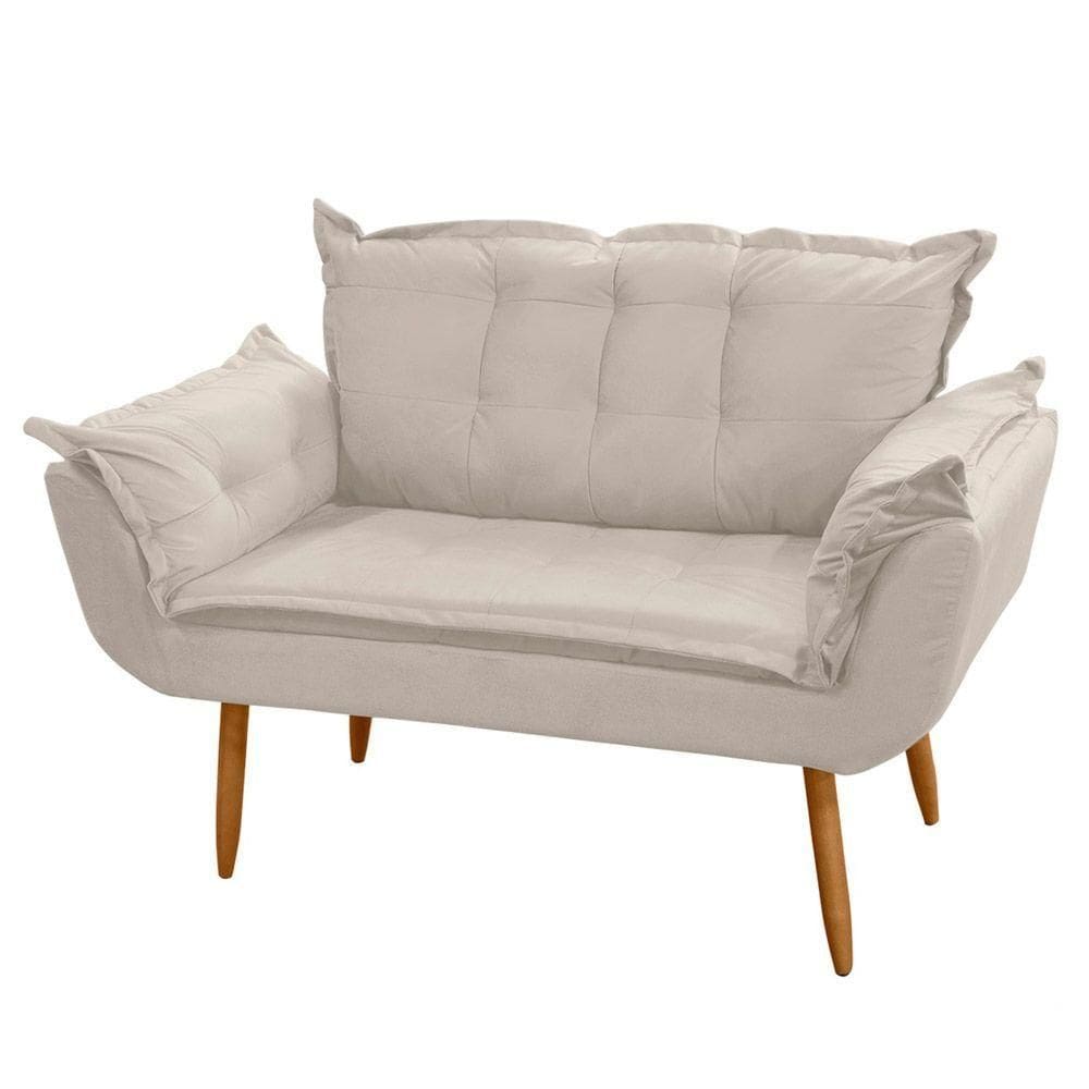 Poltrona Namoradeira Francis 02 Lugares Suede Bege
