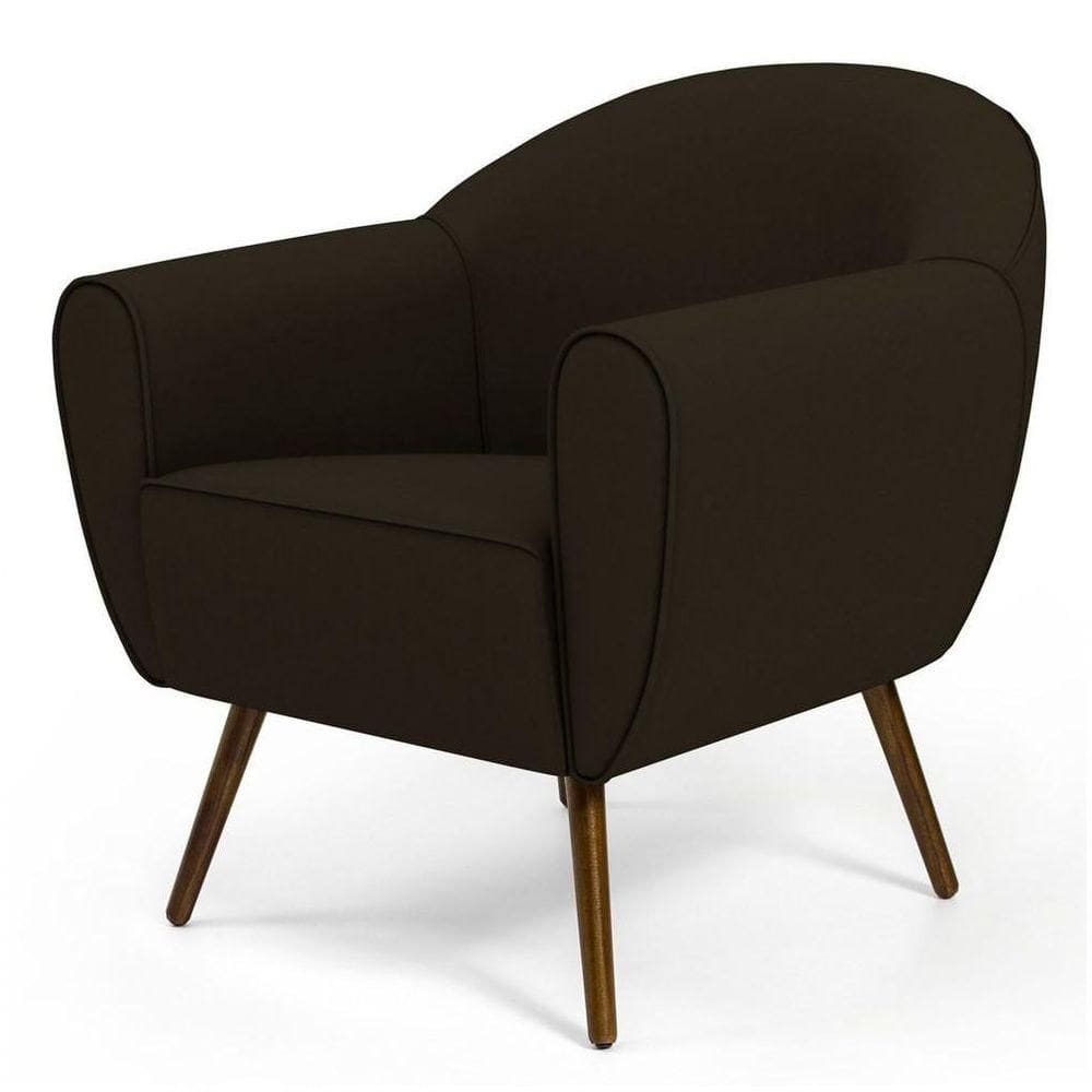 Poltrona Decorativa Nina Corino C-34 Com Pés Palito Castanho
