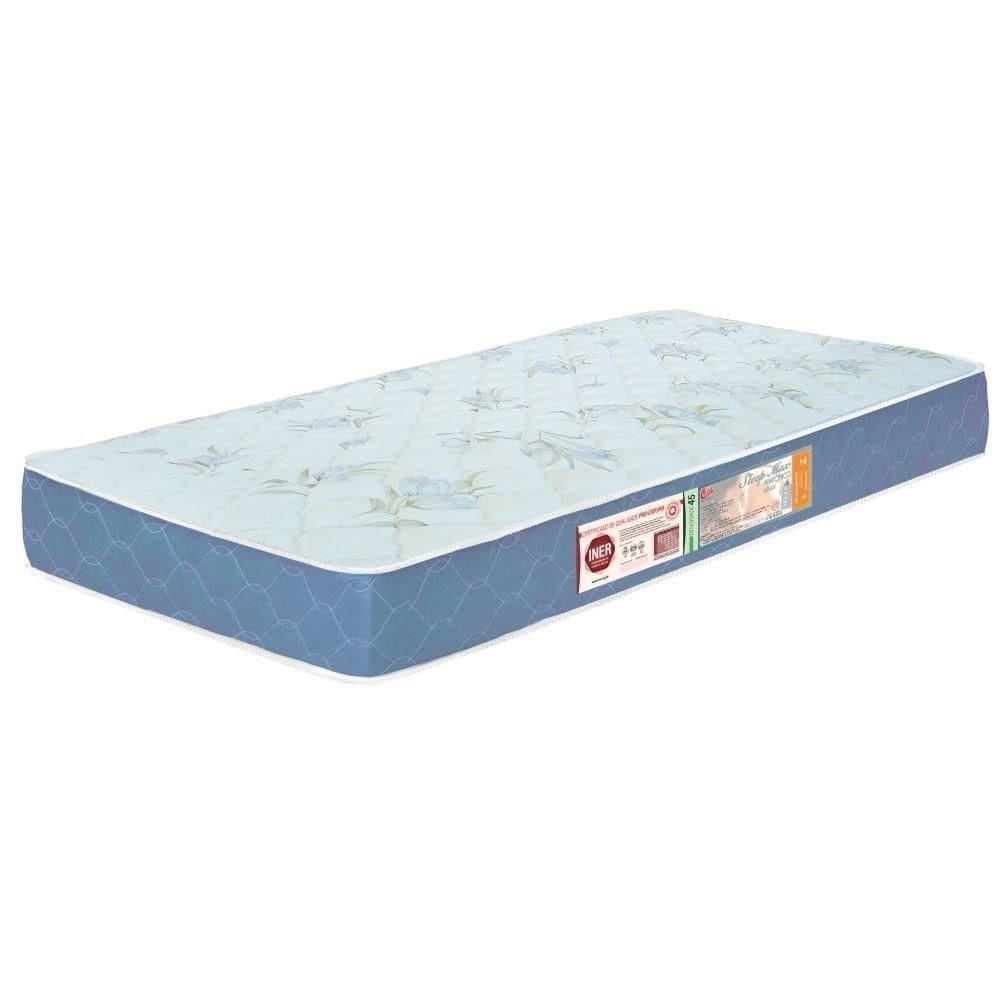 Colchão Solteiro Sleep Max Espuma D45 96X203X15Cm Branco/Azul - Castor