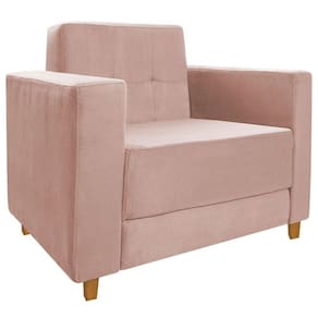 Poltrona Decorativa Denver Suede Rosê - Doce Sonho Móveis