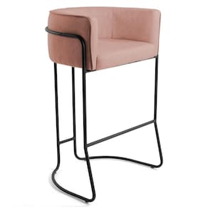 Banqueta Base Aço Preto Betina C-105 Linho Rosê - Domi