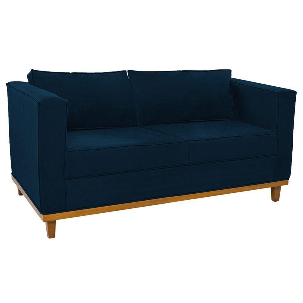 Sofá 2 Lugares Europa Suede Doce Sonho Móveis Cor Azul Marinho