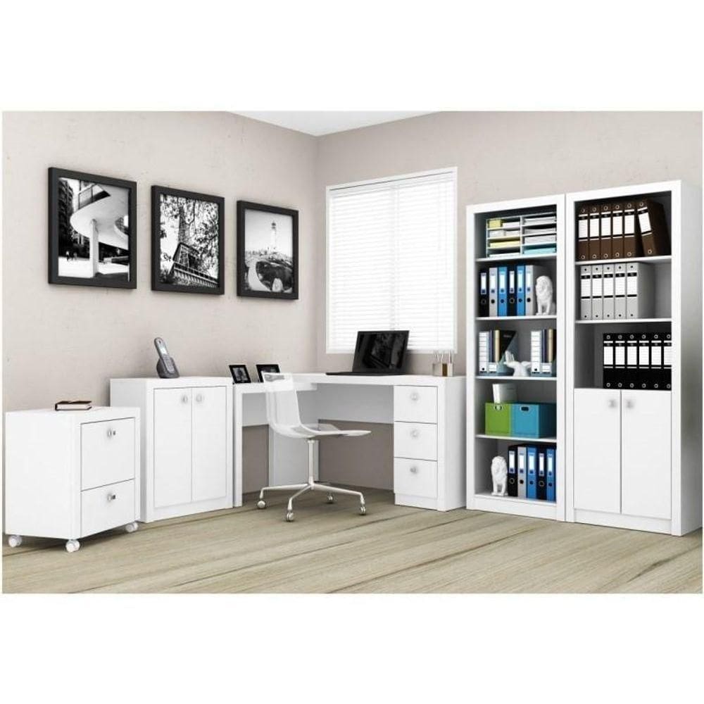 Ambiente Para Home Office 05 Peças Branco Tecno Mobili