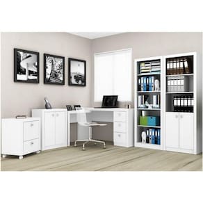 Ambiente Para Home Office 05 Peças Branco Tecno Mobili
