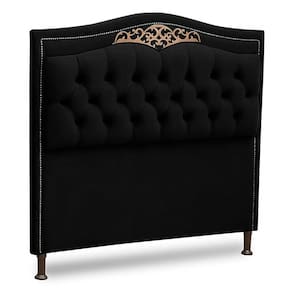 Cabeceira Estofada Box Casal Queen Size 160cm Corino Preto