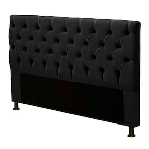 Cabeceira Box Casal King Size Cristal 195cm Suede Preto