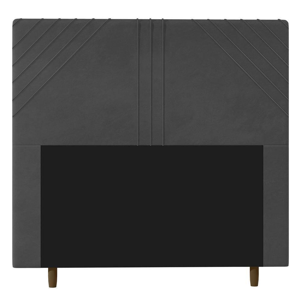 Cabeceira Cama Box Casal Lisboa 140cm Veludo Cinza