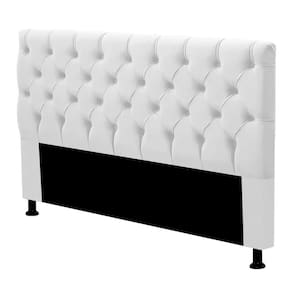 Cabeceira Box Casal Queen Size Cristal 160cm Corino Branco
