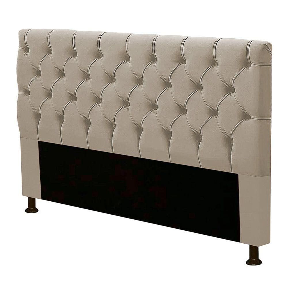 Cabeceira Cama Box Casal Cristal 140cm Suede Bege