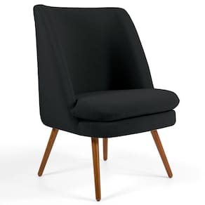 Poltrona Pés Palito Madeira Pérsia B-300 Suede Preto - Domi
