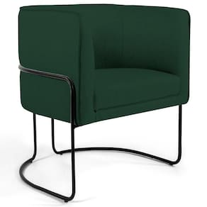 Poltrona Decorativa Sala De Estar Base Aço Betina C-117 Linho Verde Musgo - Domi