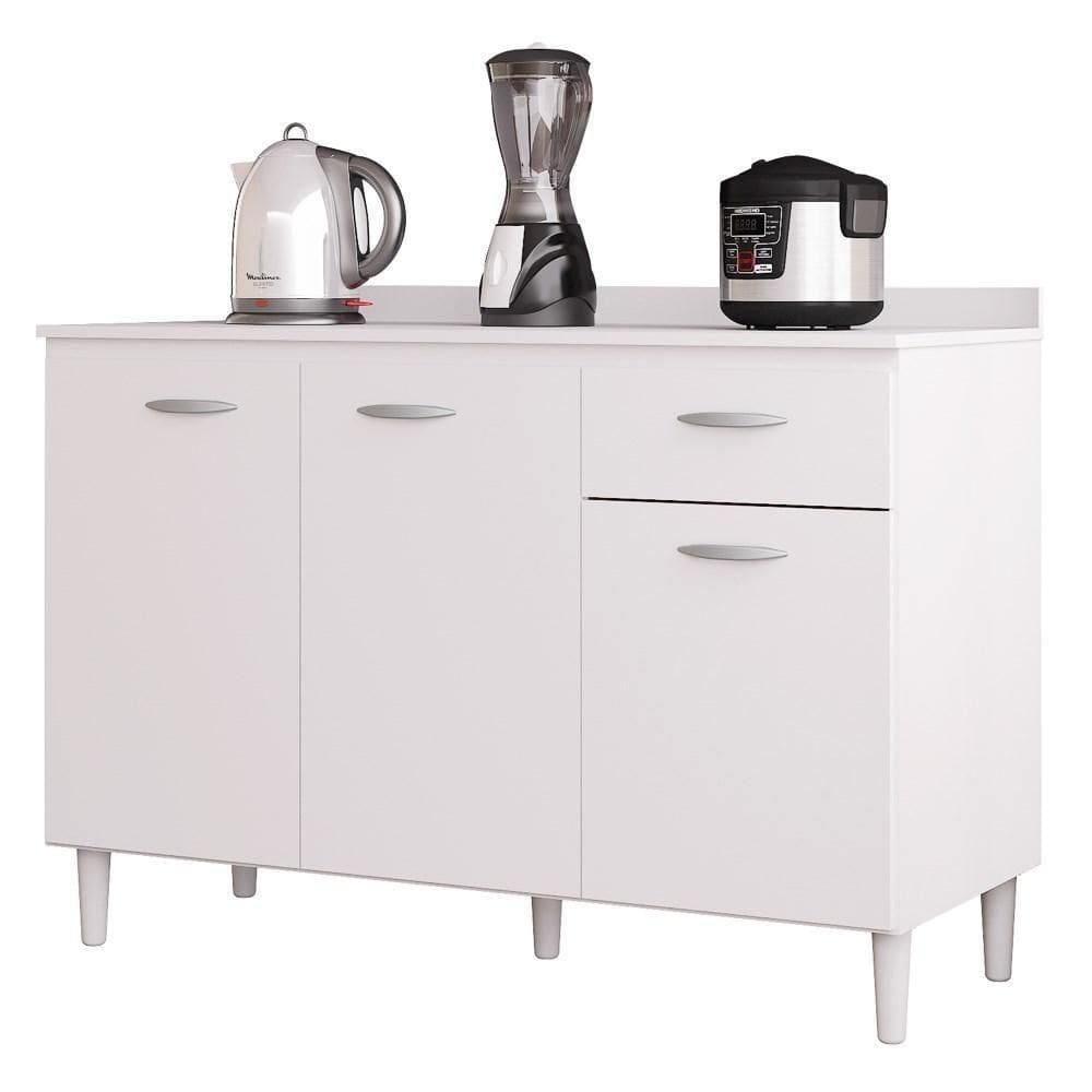 Balcão 120cm 3 Portas 1 Gaveta Branco