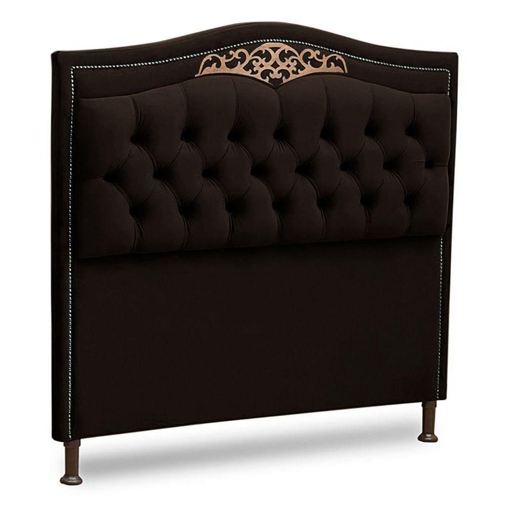 Cabeceira Estofada Box Casal Belize 140cm Corino Marrom