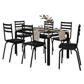 Jogo De Mesa Malva 140cm E 6 Cadeiras 118 Preto