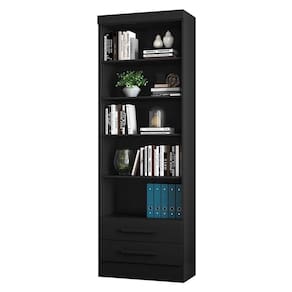 Estante Livreiro 2 Gavetas E 5 Prateleiras Fancy Q01 Preto Fosco