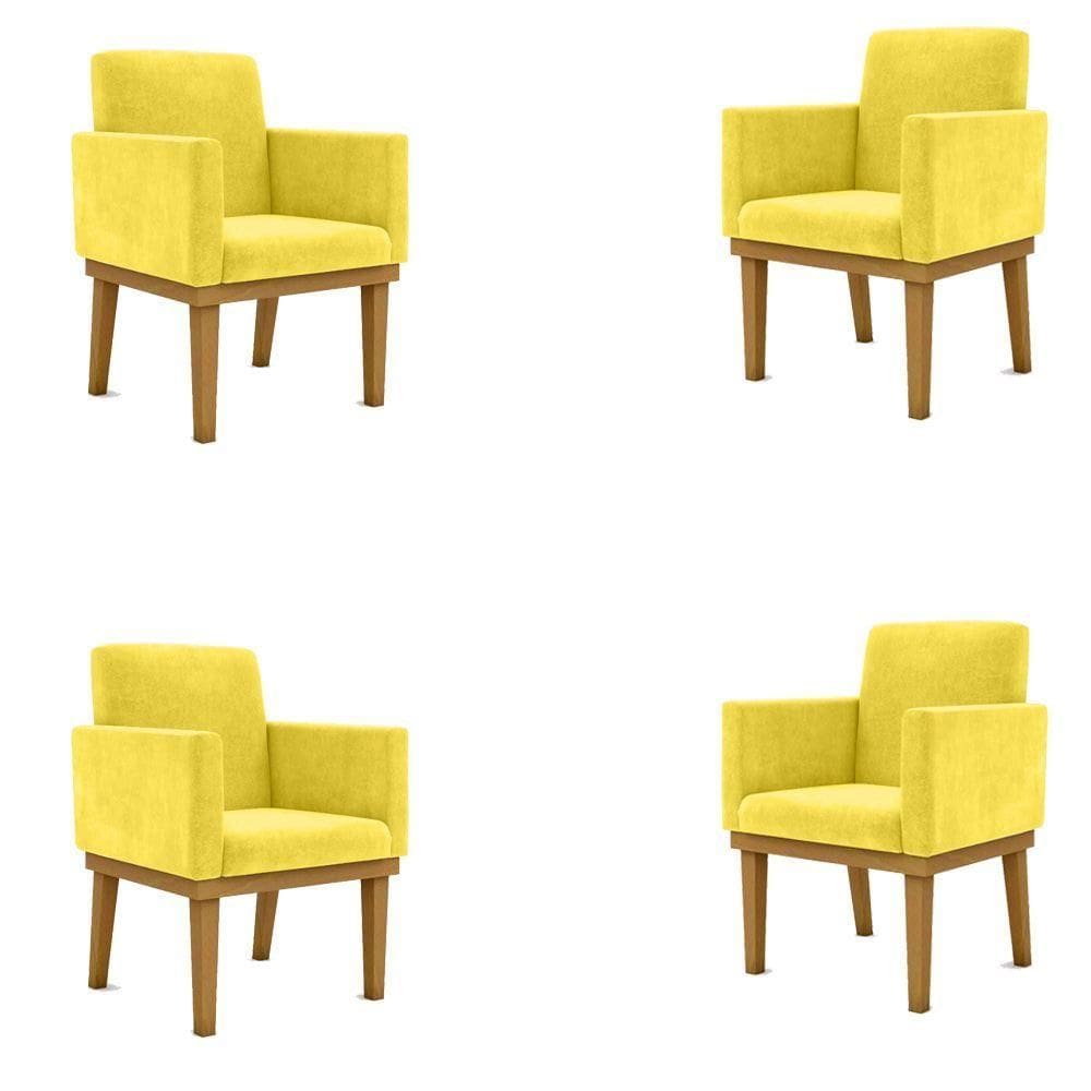 Kit 4 Cadeiras Reforçada Escritório Poltrona amarelo