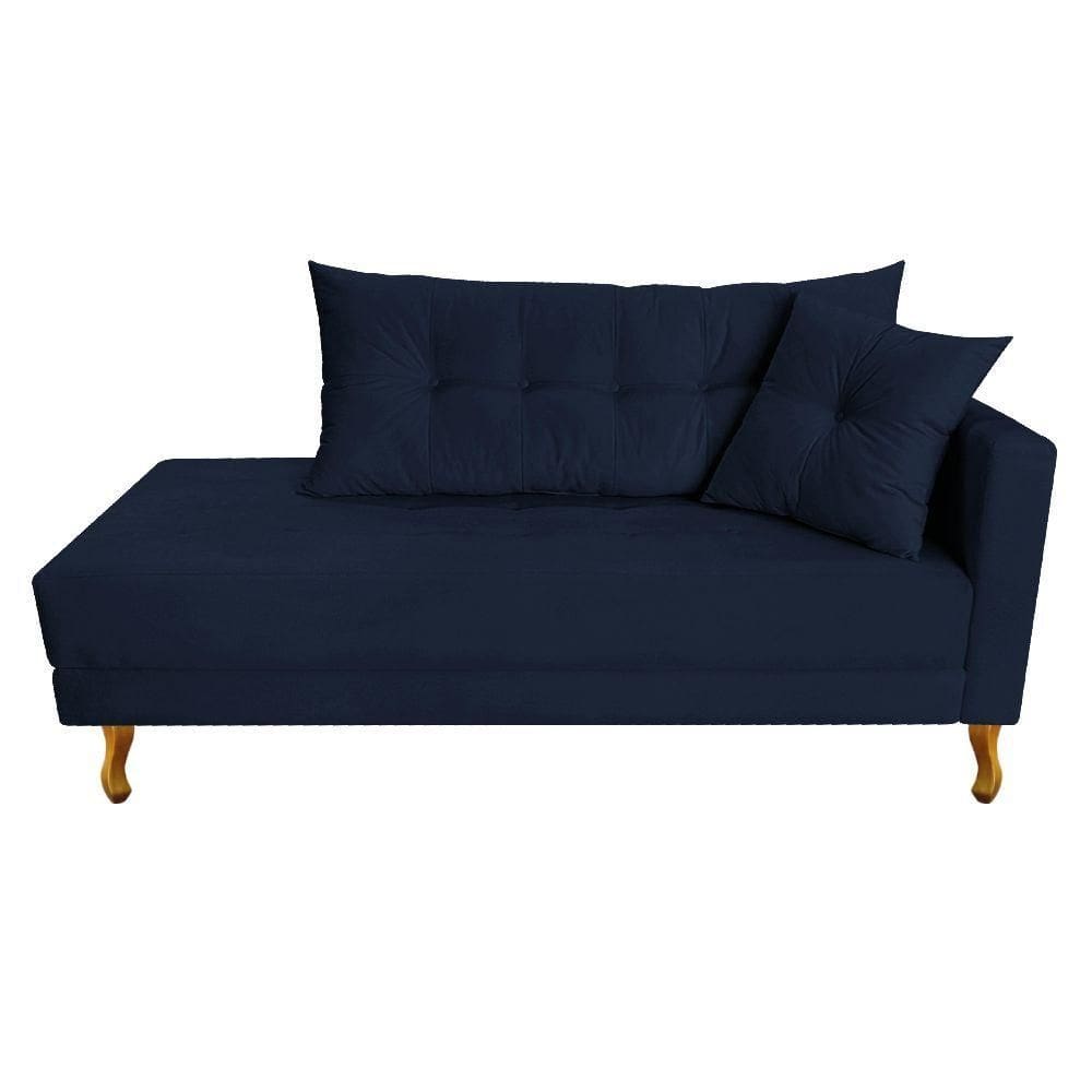Recamier Azura 160cm Com Almofada Lado Esquerdo Suede Cor Azul Marinho
