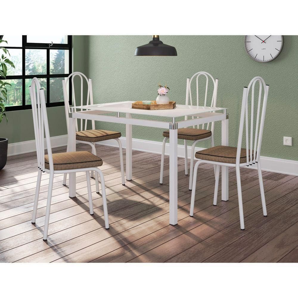 Conjunto De Mesa 6 Cadeiras Vidro Preto Fosco