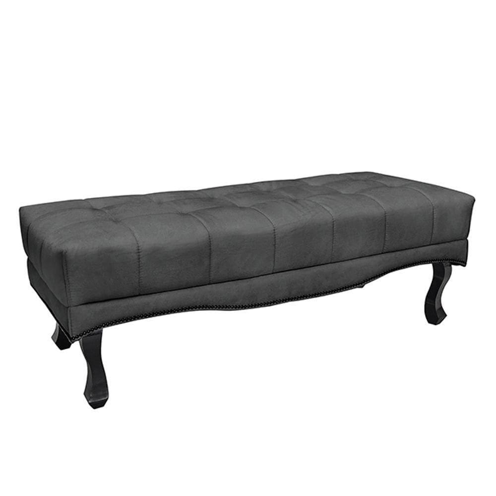 Recamier Decorativo 195cm Loewe Suede Pés De Madeira Cinza