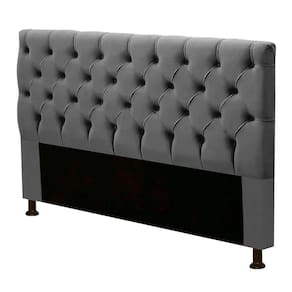Cabeceira Box Casal King Size Cristal 195cm Suede Cinza