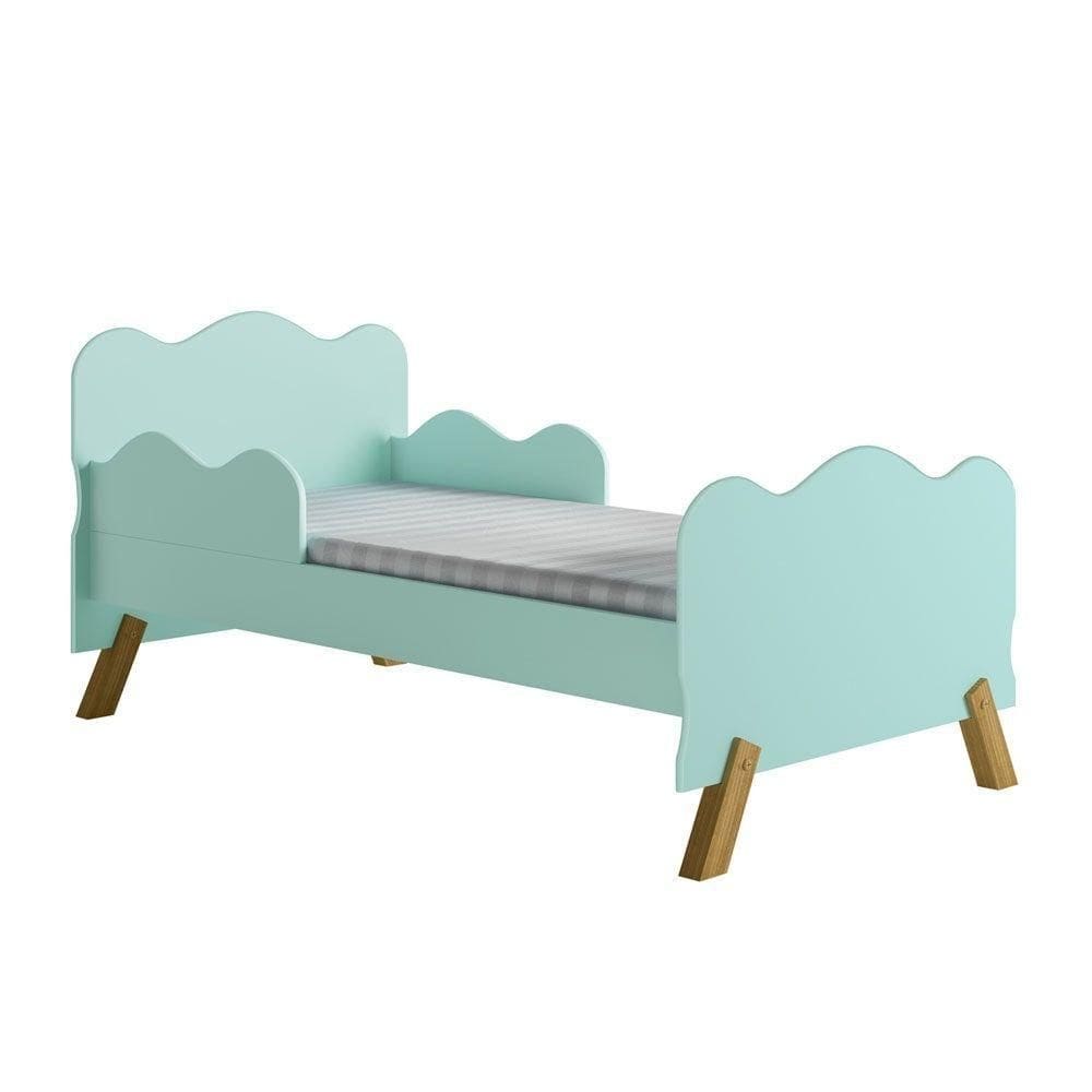 Mini Cama Nuvenzinha Verde Com Proteção Lateral E Colchão