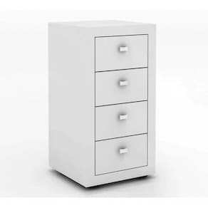 Gaveteiro Para Escritorio 04 Gavetas Me4133 Branco Branco