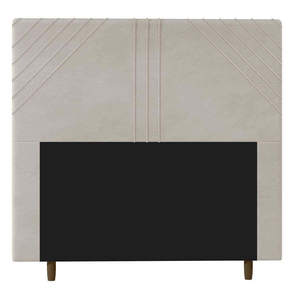 Cabeceira Cama Box Casal Lisboa 140cm Veludo Bege