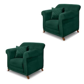 Kit 2 Poltronas C/2 Almofadas Veludo Verde Floresta