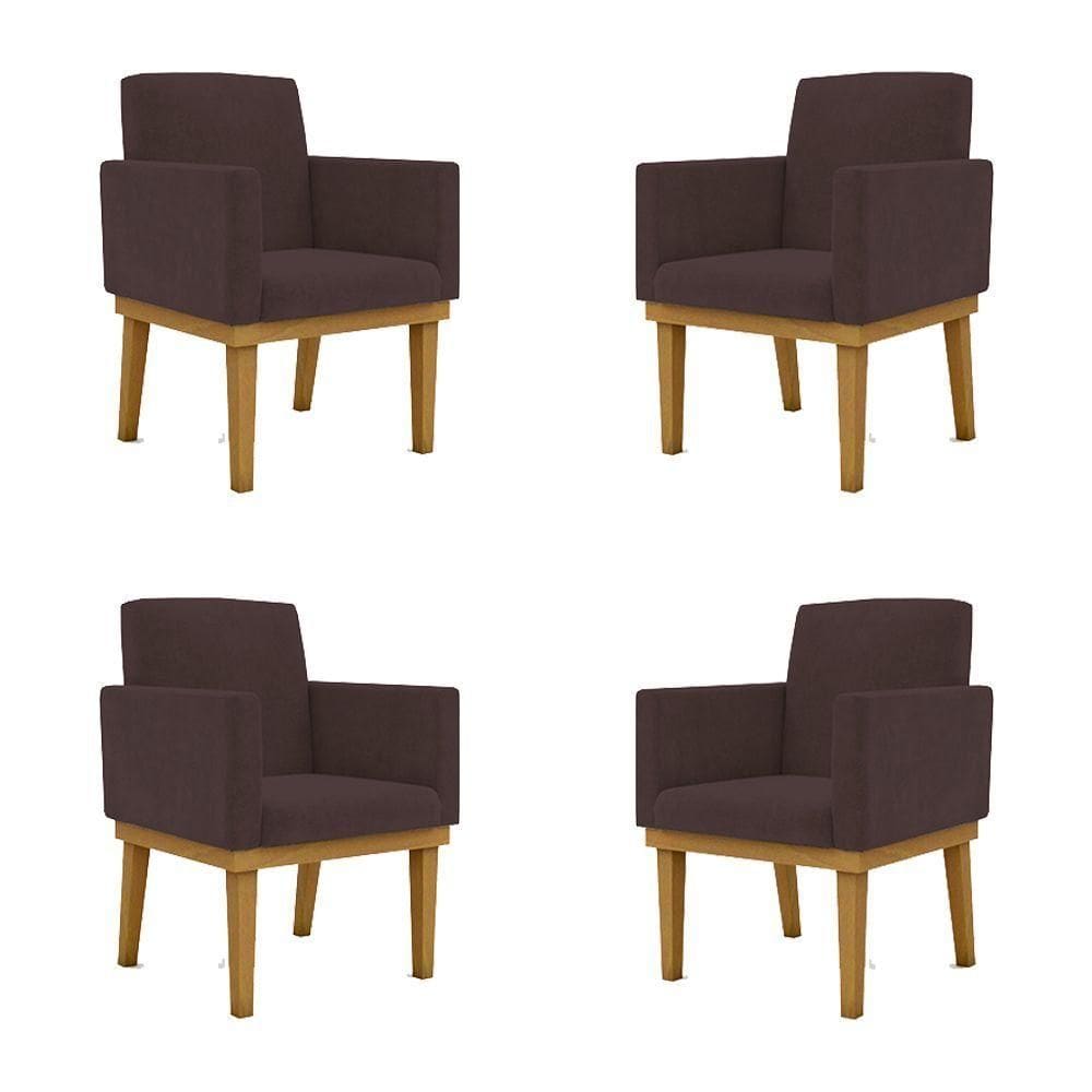 Kit 4 Cadeiras Reforçada Escritório Poltrona marrom