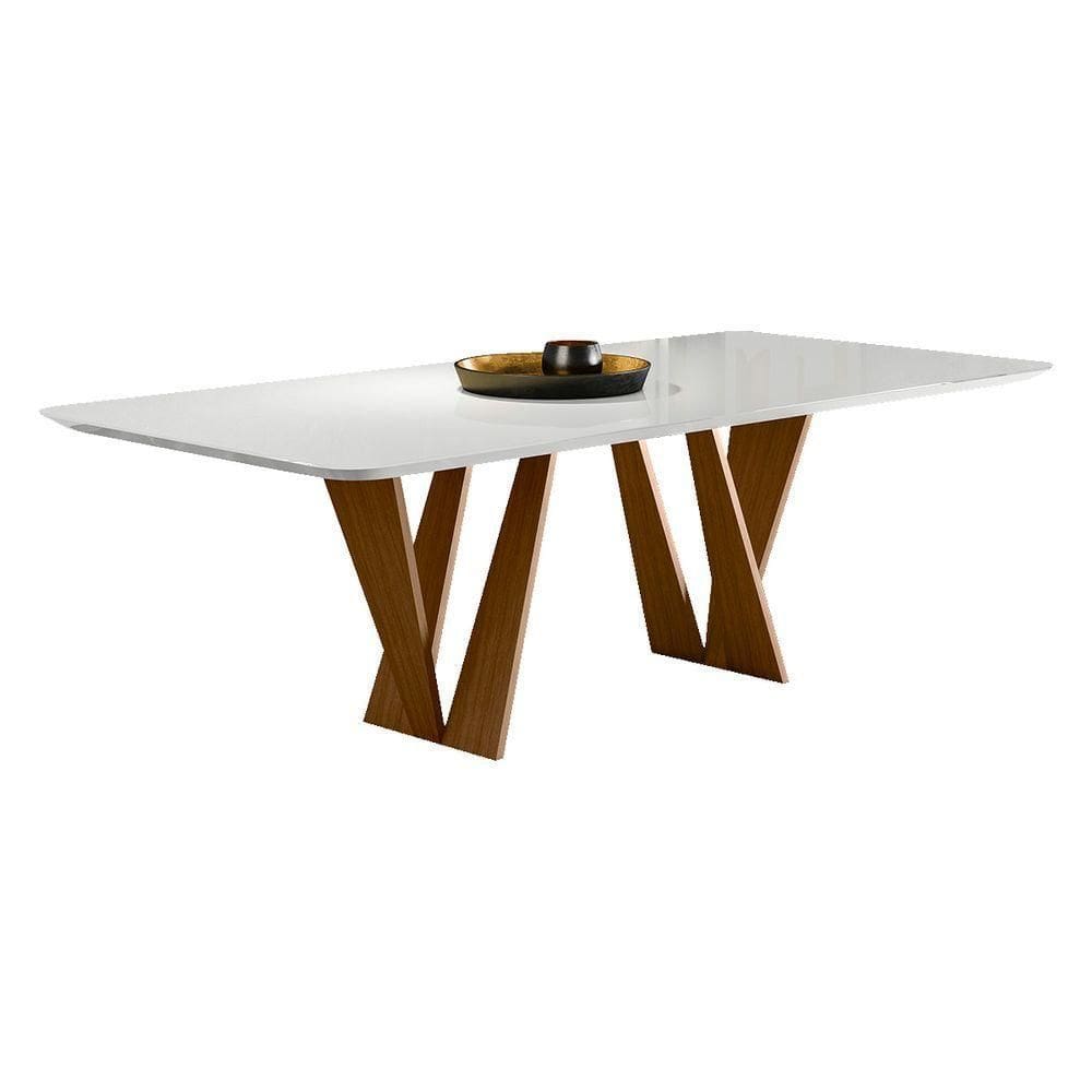 Mesa De Jantar Chile C03 160X90cm Laca Off White/Caramelo