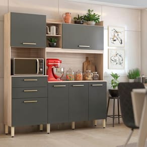 Cozinha 6 Portas e 2 Gavetas Select Avena Grafito Select