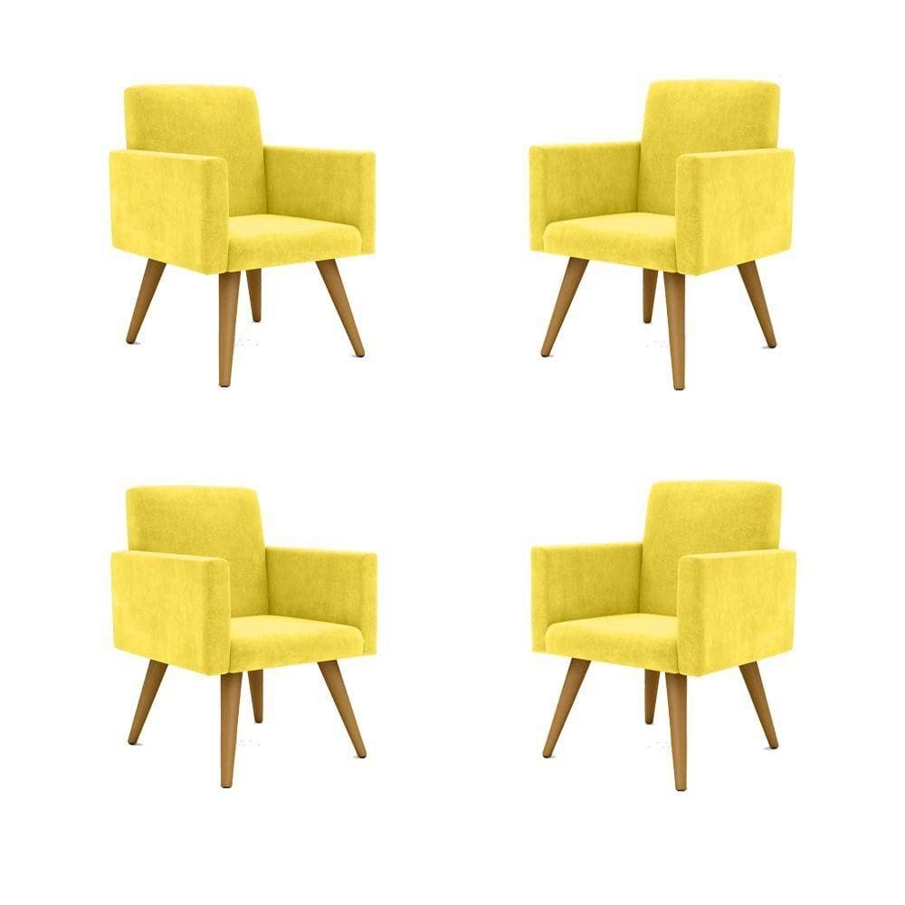 Kit 4 Cadeiras Escritório Poltrona amarelo