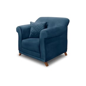 Poltrona Decorativa C/1 Almofada Veludo Azul Marinho