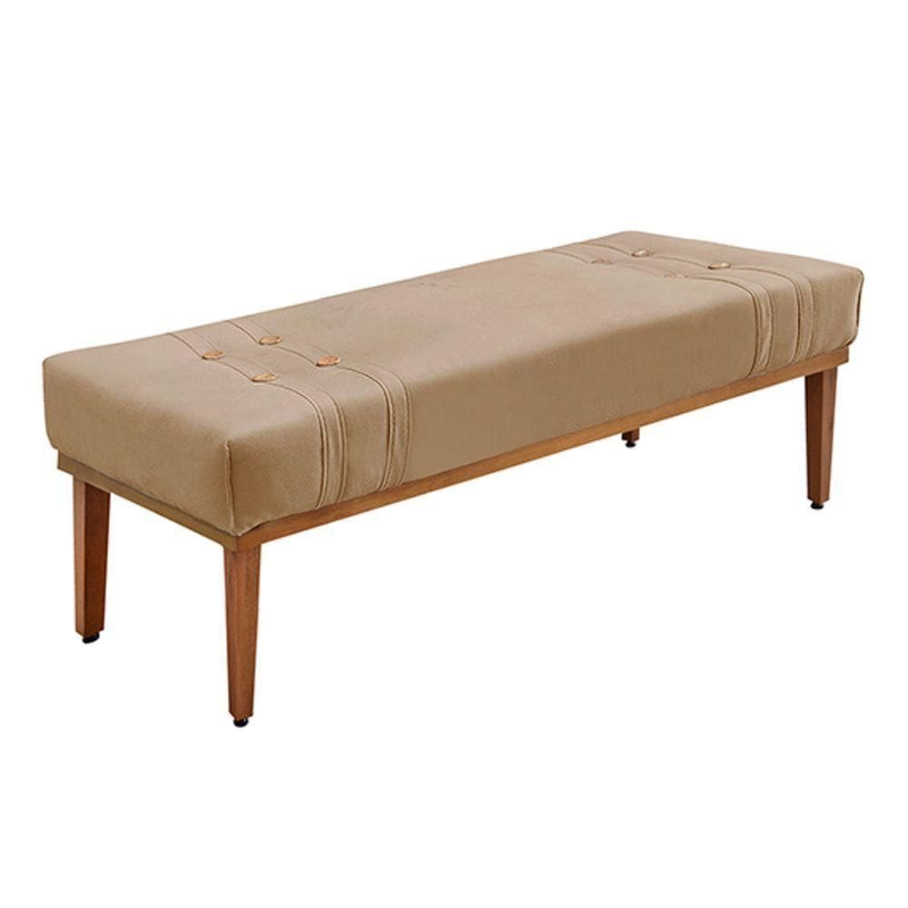 Recamier Decorativo 140cm Suede Pés De Madeira Bege