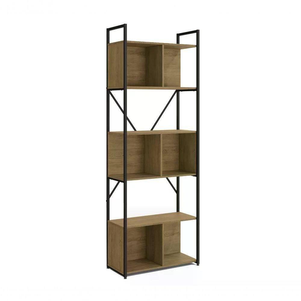 Estante Com Nicho 200x72cm Crome Li014 Freijo Preto Kappesbe