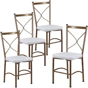 4 Cadeira Buffet Em Alumínio Para Cozinha, Restaurante, Bronze Com Branco