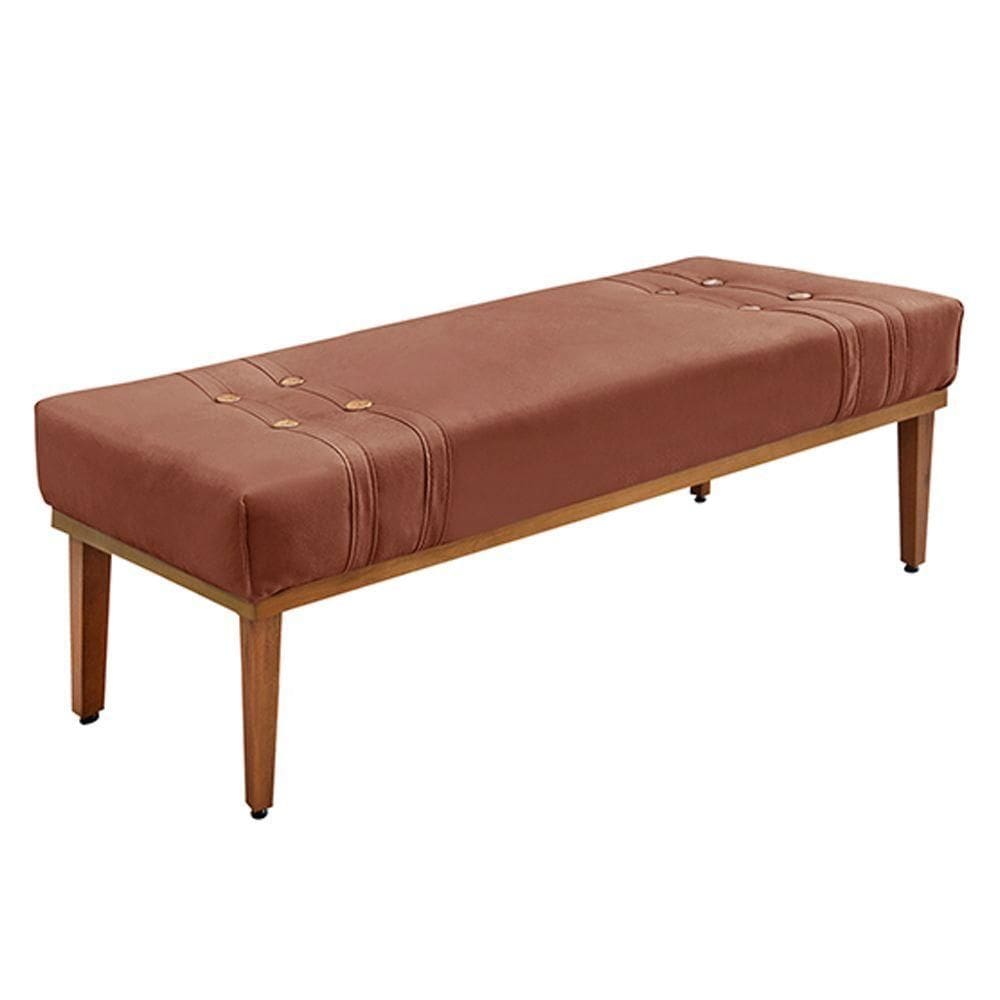 Recamier Decorativo 140cm Veludo Pés De Madeira Cobre