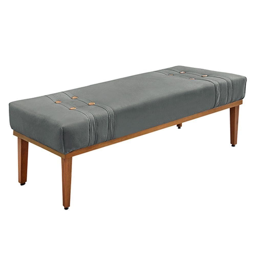 Recamier Decorativo 140cm Veludo Pés De Madeira Cinza