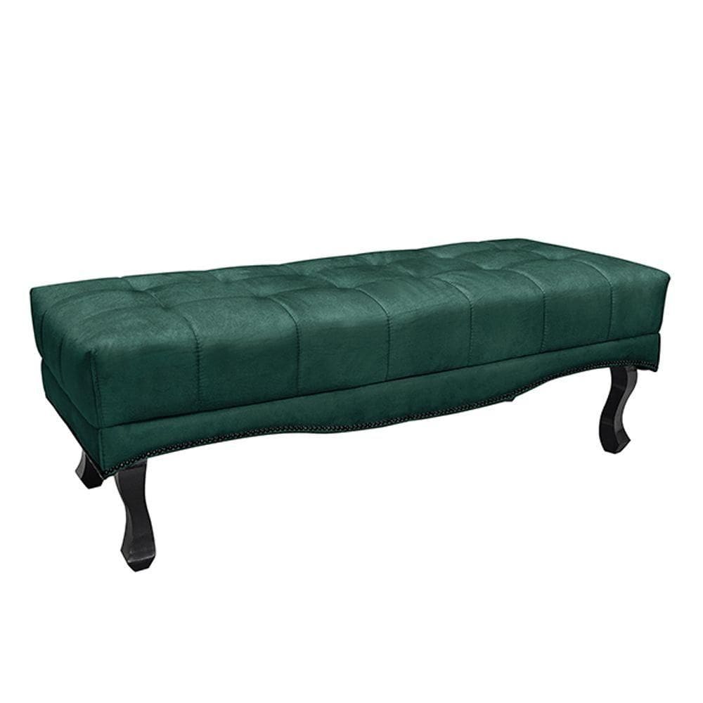 Recamier 90cm Loewe Veludo Pés De Madeira Verde Floresta
