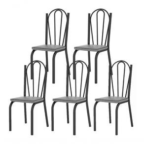 Kit 05 Cadeiras Tubular Preto Fosco 121 Assento Platina Plat