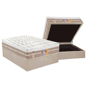 Conjunto Box Baú Casal: Colchão Espuma Castor Molas Ensacadas Silver Star Air + Base Crc Suede Clean (138x188)