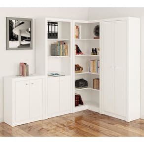Conjunto Escritorio Completo 4 Peças Cj7 Branco Branco