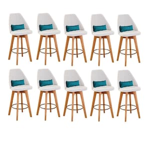 Kit 10 Banquetas Bege Claro E Almofada Corino Azul Turquesa