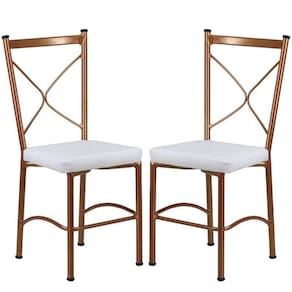 2 Cadeira Buffet Em Alumínio Para Cozinha, Restaurante, Bronze Com Branco