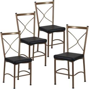4 Cadeira Buffet Em Alumínio Para Cozinha, Restaurante, Bronze Com Preto