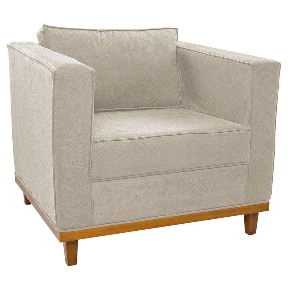 Poltrona Decorativa Europa Suede Bege